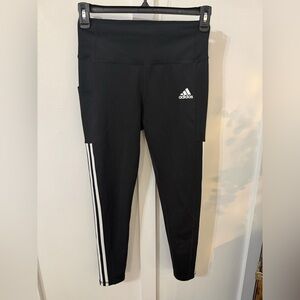 Adidas Areo ready Black Leggings with White Stripes